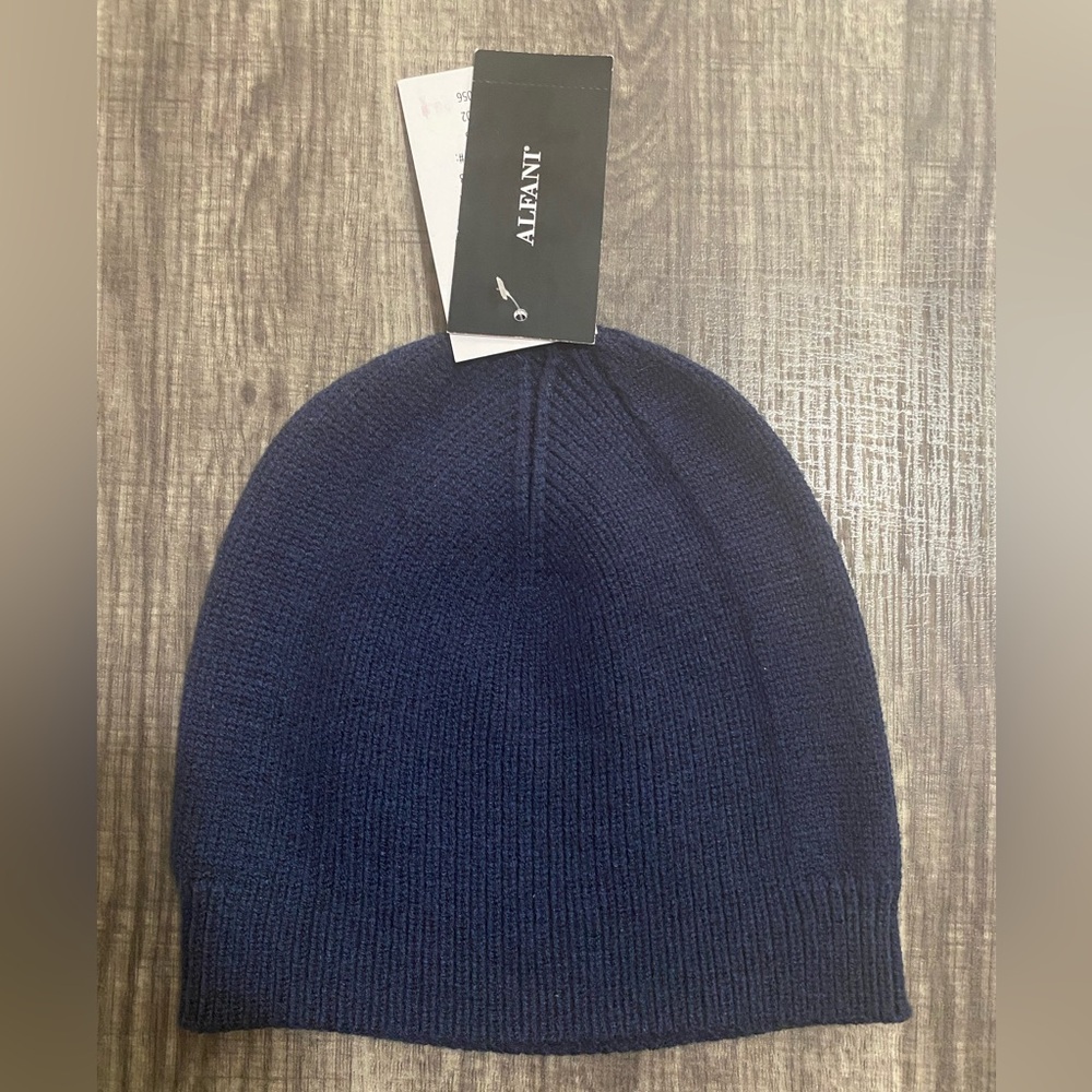 Alfani Men's Navy Blue Knit Beanie